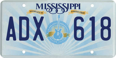 MS license plate ADX618