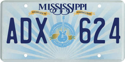 MS license plate ADX624