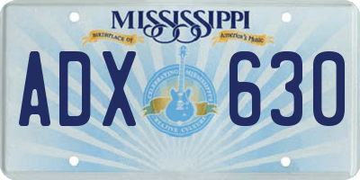 MS license plate ADX630
