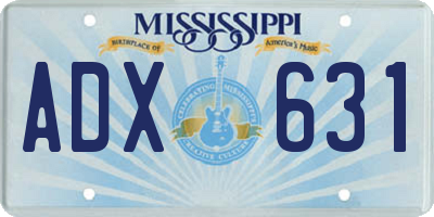 MS license plate ADX631