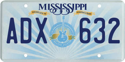 MS license plate ADX632