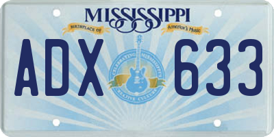 MS license plate ADX633