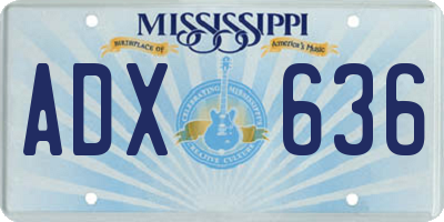 MS license plate ADX636
