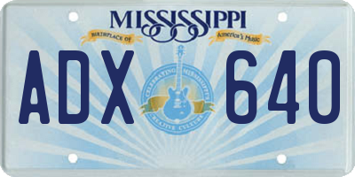 MS license plate ADX640