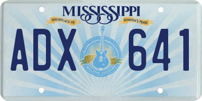 MS license plate ADX641