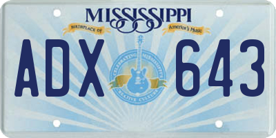 MS license plate ADX643