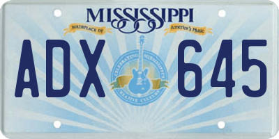 MS license plate ADX645