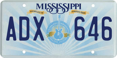 MS license plate ADX646
