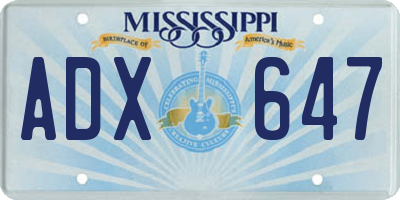 MS license plate ADX647