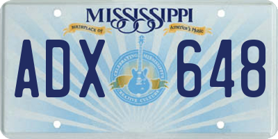 MS license plate ADX648