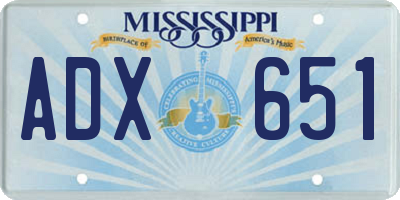 MS license plate ADX651