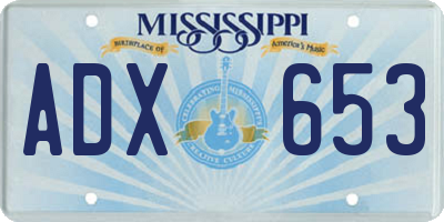 MS license plate ADX653