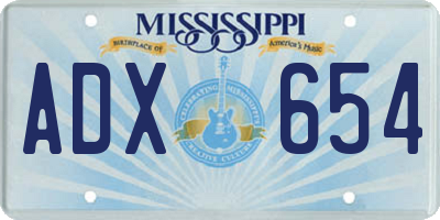 MS license plate ADX654