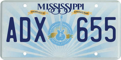 MS license plate ADX655