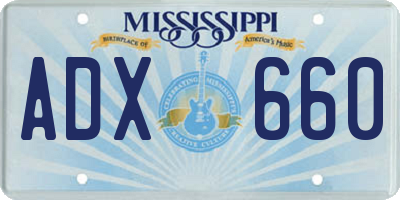 MS license plate ADX660