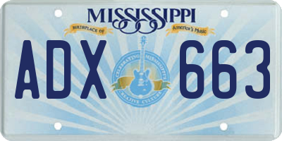 MS license plate ADX663