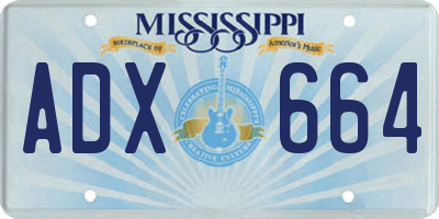 MS license plate ADX664