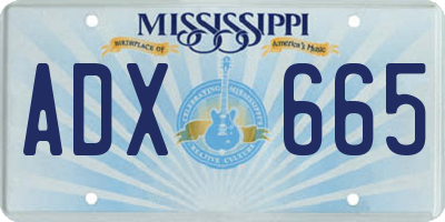 MS license plate ADX665