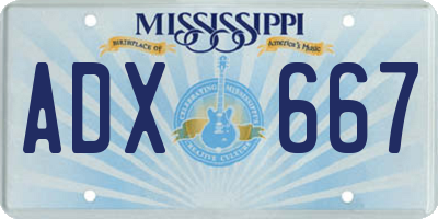 MS license plate ADX667