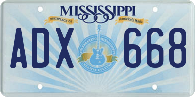 MS license plate ADX668