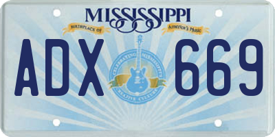 MS license plate ADX669