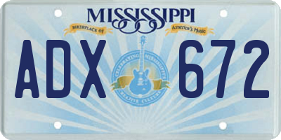MS license plate ADX672