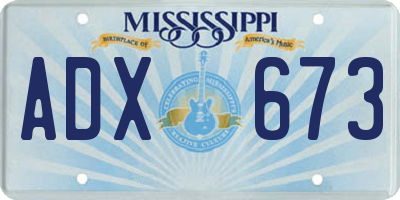 MS license plate ADX673