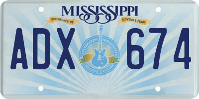 MS license plate ADX674