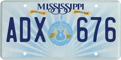 MS license plate ADX676