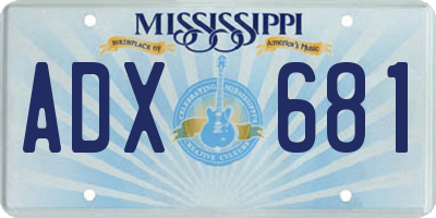 MS license plate ADX681