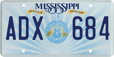 MS license plate ADX684