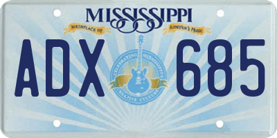 MS license plate ADX685