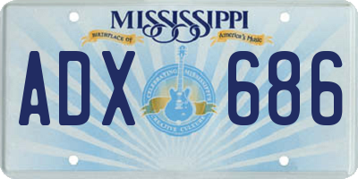 MS license plate ADX686
