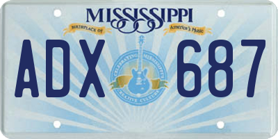 MS license plate ADX687