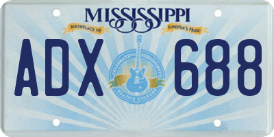 MS license plate ADX688