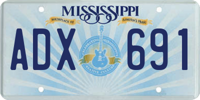 MS license plate ADX691
