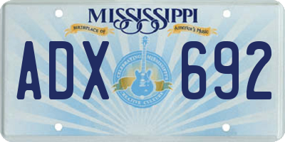 MS license plate ADX692