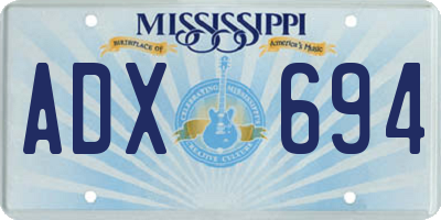 MS license plate ADX694