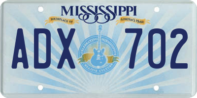 MS license plate ADX702