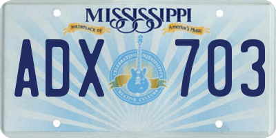MS license plate ADX703