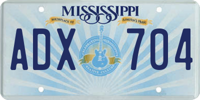 MS license plate ADX704