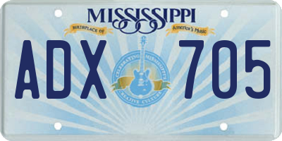MS license plate ADX705