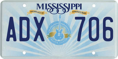 MS license plate ADX706