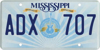 MS license plate ADX707