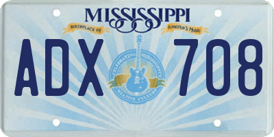 MS license plate ADX708