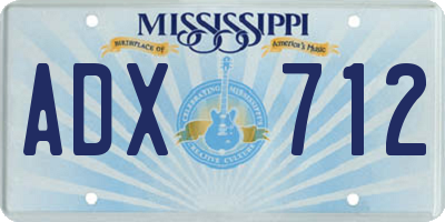 MS license plate ADX712