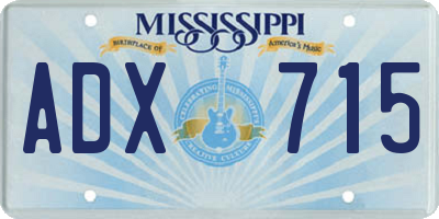 MS license plate ADX715