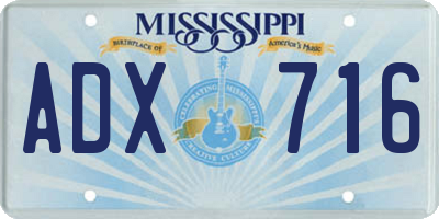 MS license plate ADX716