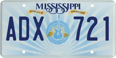 MS license plate ADX721