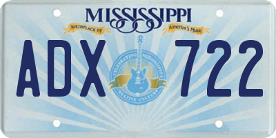 MS license plate ADX722